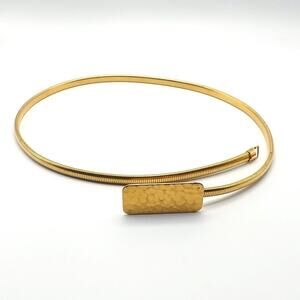 Vintage Snake Chain Belt, Hammered Buckle, 24 1/2 to 28 Inches Stretch